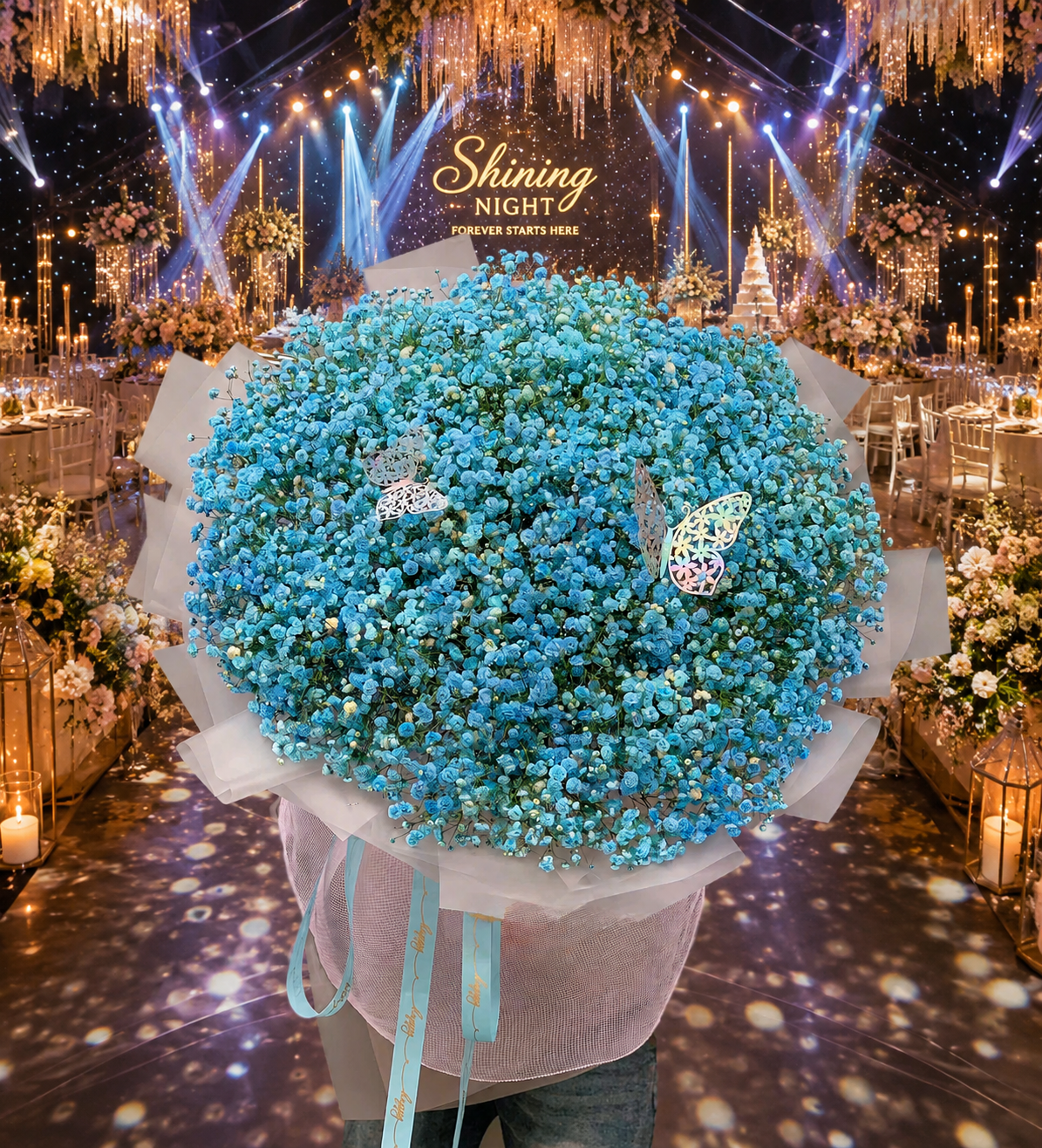 Bó Hoa Baby Xanh Premium – Blue Baby's Breath Bouquet | Thanh Hà Flowers