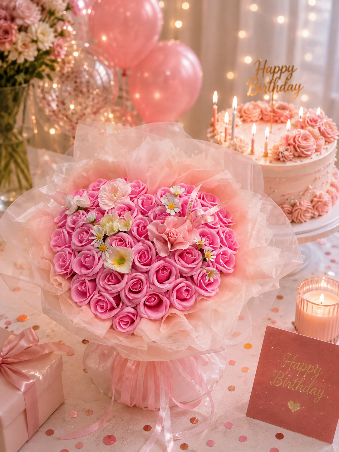 Bó Hoa Sáp Hồng Cao Cấp Tone Pastel – Quà Tặng Sinh Nhật, Kỷ Niệm, Valentine | Thanh Hà Flowers