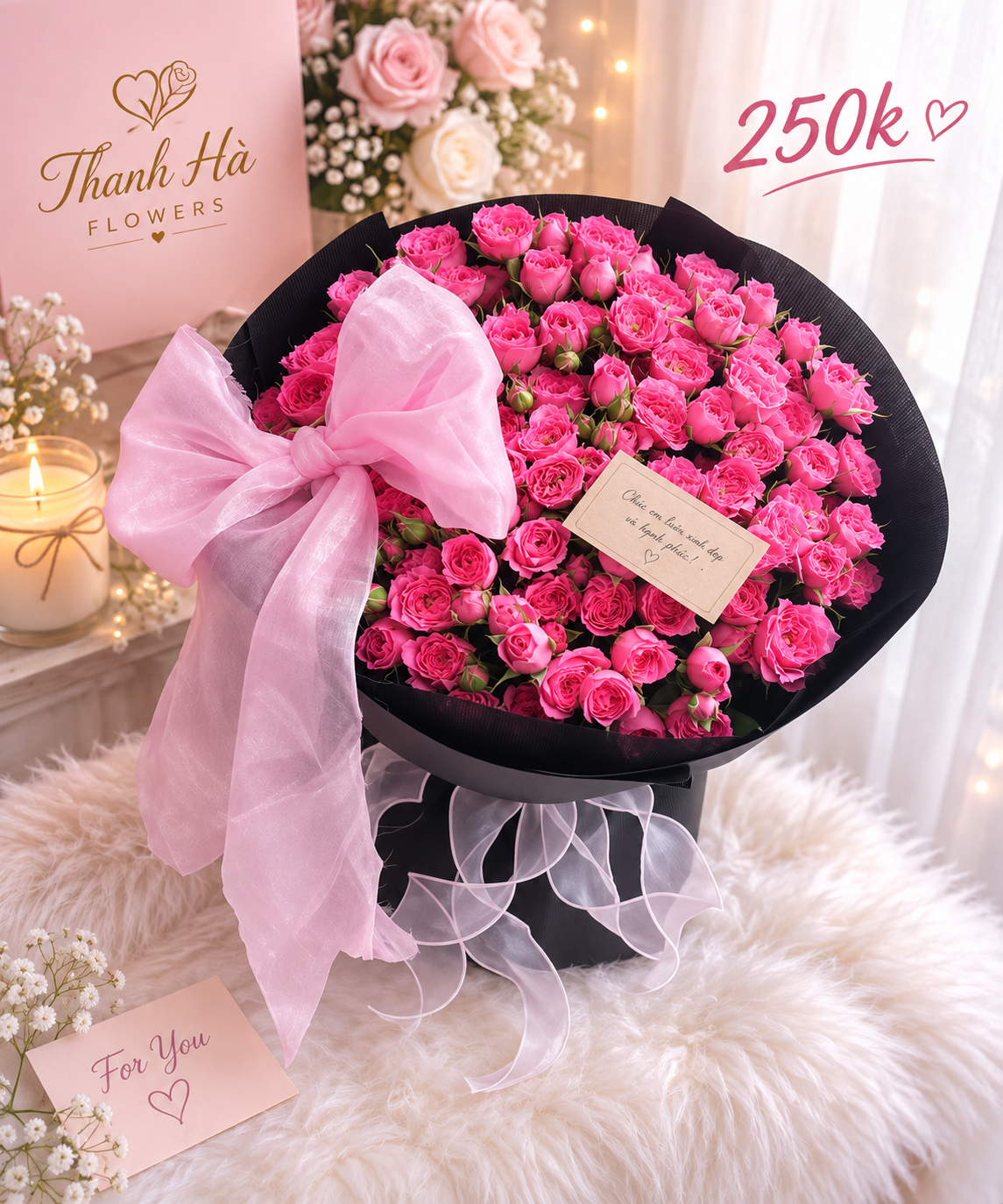 Bó Hoa Hồng Chùm Hồng Phấn Cao Cấp – Pink Spray Roses Bouquet | Thanh Hà Flowers