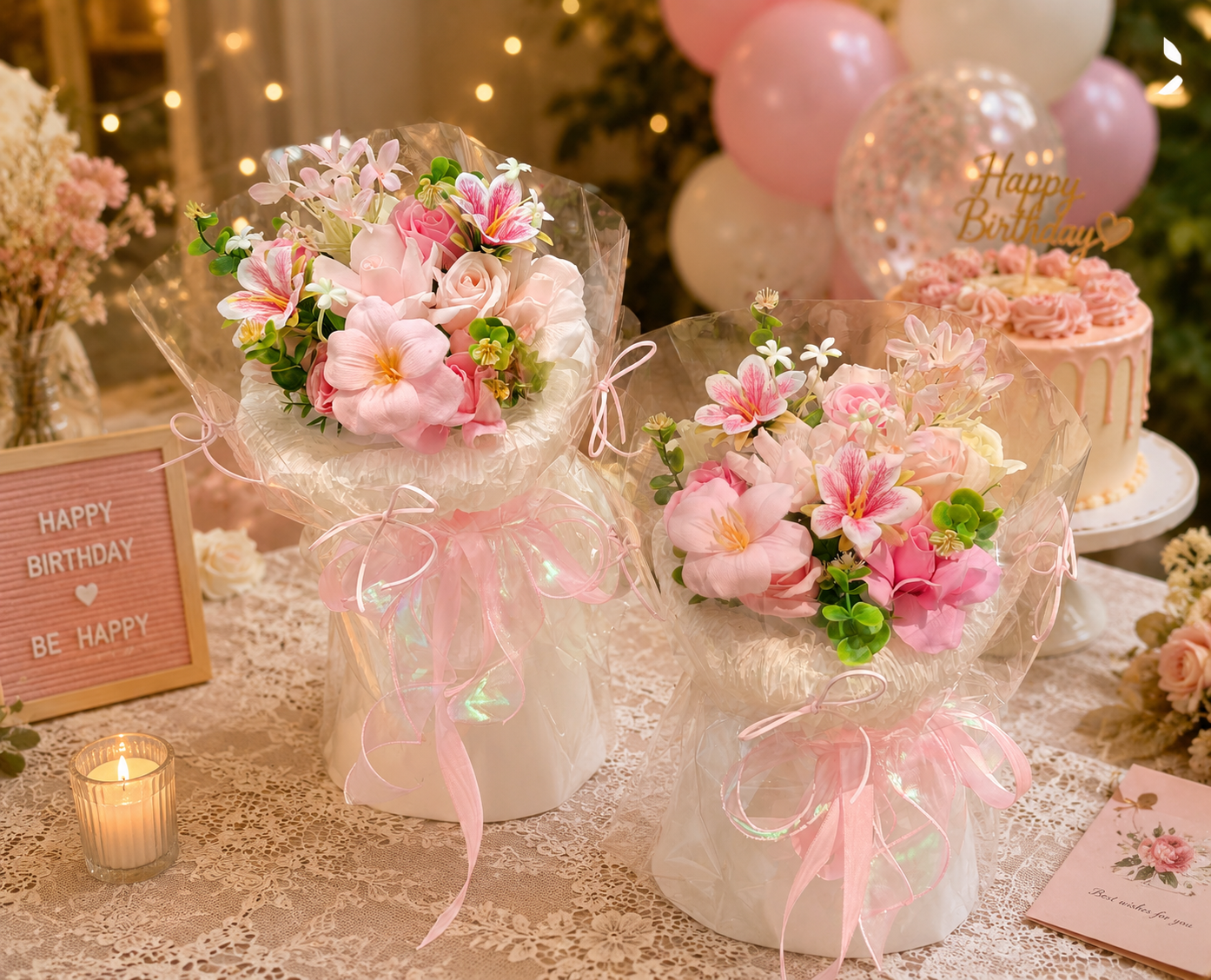 Bó Hoa Sáp Hồng Pastel Cao Cấp – Quà Tặng Sinh Nhật, Kỷ Niệm, Valentine