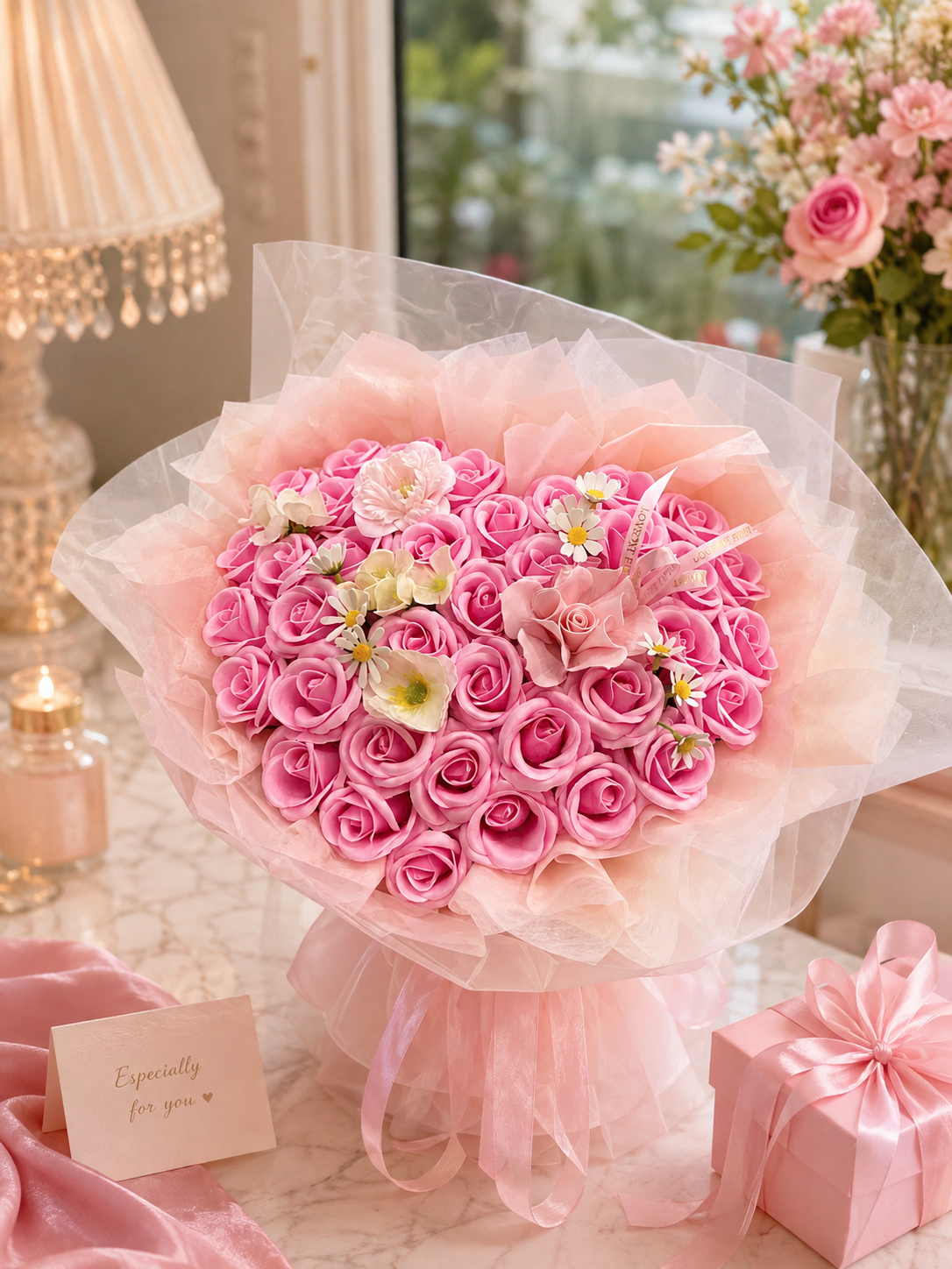 Bó Hoa Sáp Hồng Cao Cấp Tone Pastel – Quà Tặng Sinh Nhật, Kỷ Niệm, Valentine | Thanh Hà Flowers
